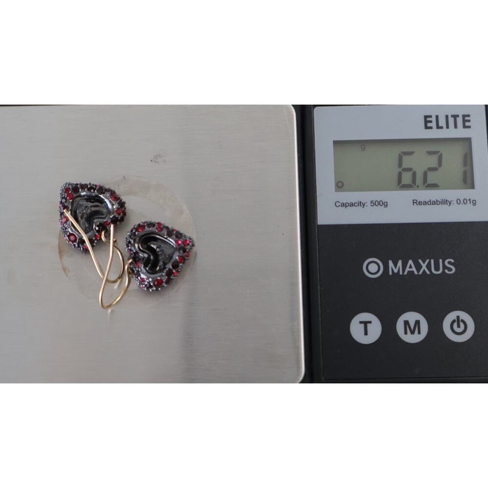 Alex Bittar 14k Gold Plated Encrusted Black Cherry Heart Earrings 6.21G/0.9in - Picture 4 of 4